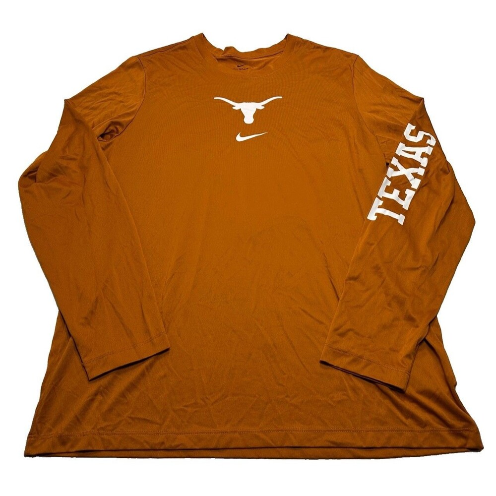Nike Dri-Fit Texas Longhorns Sideline Coach LS Shirt Sz XL Burnt Orange NKGT-81F